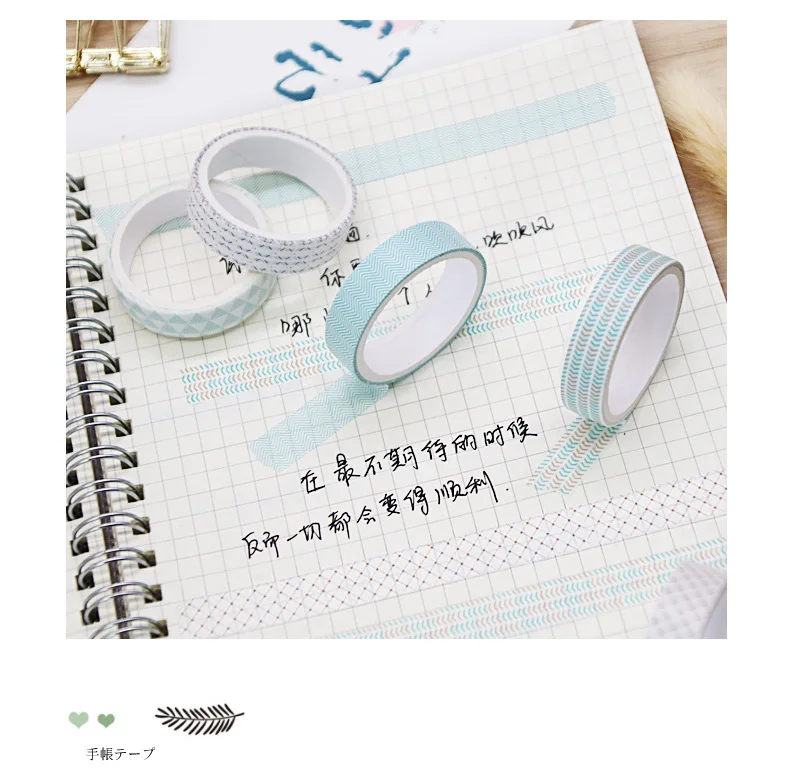 BULA 4pcs/set Retro Geometry Washi Tape Set Diary DIY Decoration Student Stickers Korean Stationery Office Supplies Peach