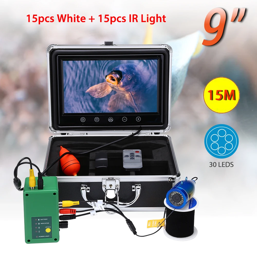 Eyoyo EF09 9 дюймов HD 1000tvl комплект видеокамеры для подводной рыбалки 15 шт. белых
