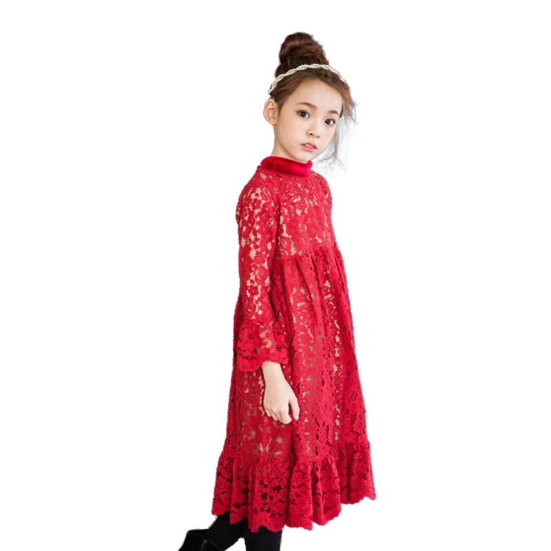 

Mommy and Me Clothes Family Matching Dress Solid Lace Long Sleeve Mother and Daughter Clothes Dress Women and Baby Girl's Dress