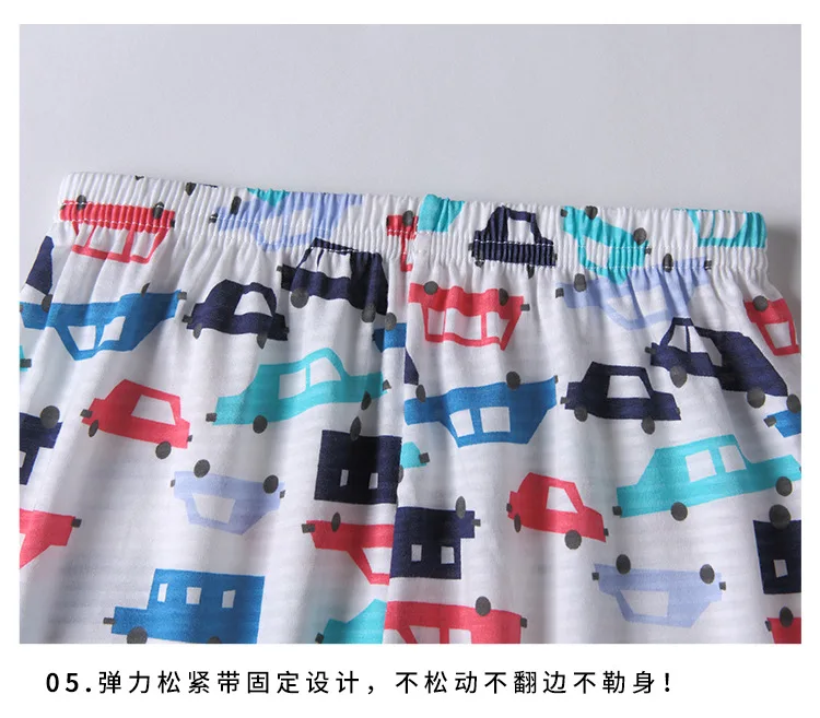 Summer New Style South Korea Childrenswear Children Homewear Set Short Sleeve Pajamas Men's Slub Cotton