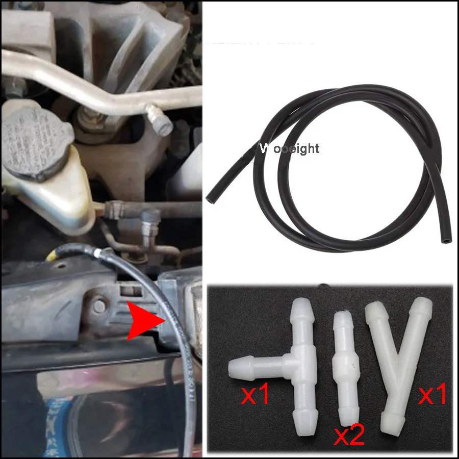 

Wooeight 2m Universal Black Windscreen Car Water Wiper Nozzle Washer Spray Jet Hose Pipe With White Connectors Fit for BMW VW