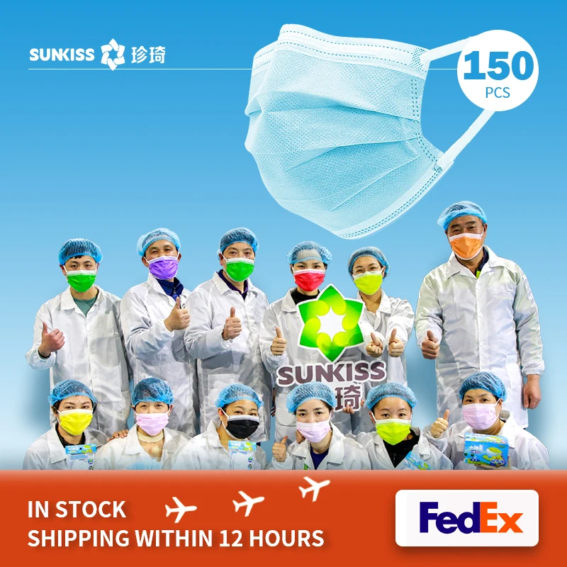 

150pcs Disposable Face Mask Pollution Protection 3 Layers Face Mouth Masks Nonwoven Disposable Mask Hygiene Mask In Stock