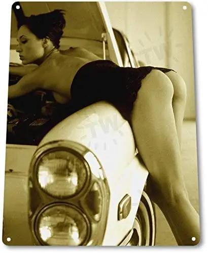 

SmartCows Metal Tin Sign 8x12 Inches - Pinup Girl Sexy Hot Rod Car Garage Auto Shop Man Cave Decor