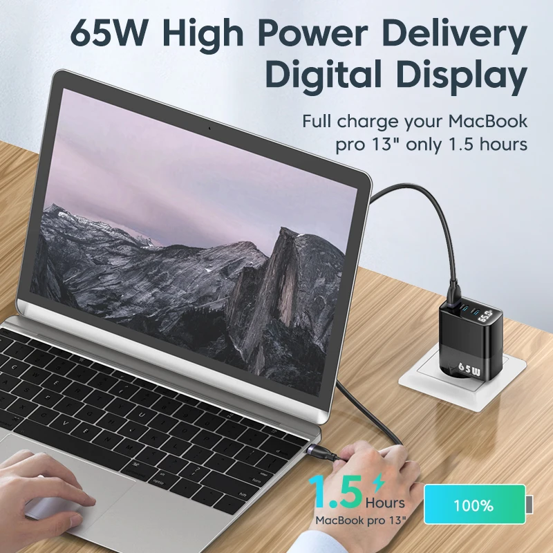 Încărcător 65W cu încărcare rapidă 4.0 3.0 USB tip C QC PD Încărcător USB portabil rapid pentru iPhone Xiaomi Laptop Tablet_voghion.com