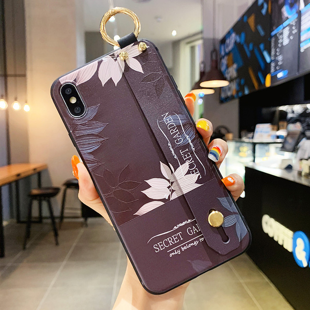 flowers Wirst Strap Soft TPU Case For iphone 7 8 6S plus Case For iphone 12 Mini 11 13 Pro X XS MAX XR  phone Holder Case