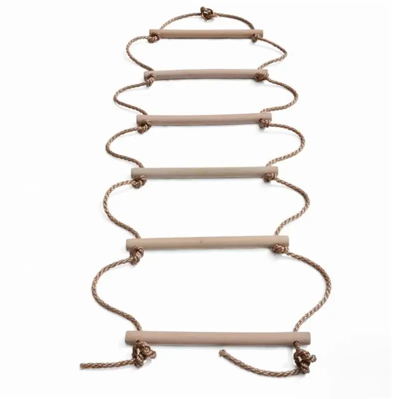 Wooden Rope Ladder Multi Rungs Safe Sports Rope Swing Swivel Rotary Connector Tools Children Activity Climbing Game Toys