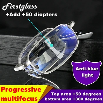 

Foldable Progressive Multifocal Reading Glasses Men Anti Blue Light Presbyopic Glasses Women Alloy Frame High Quality Gafas