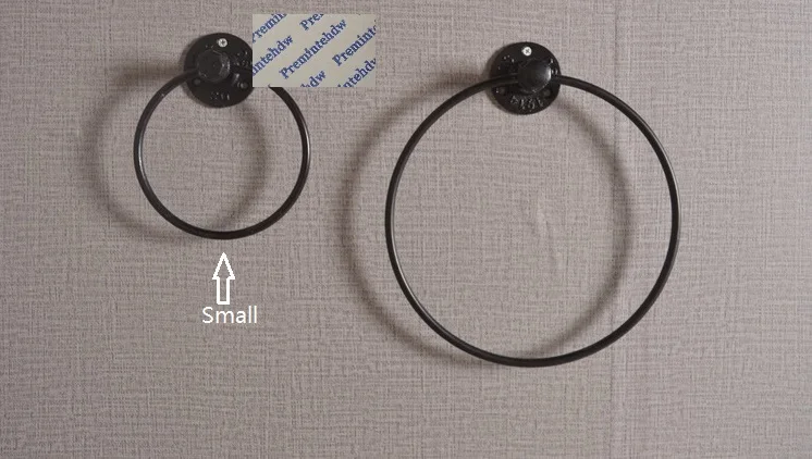 Ретро деревенский сельский античный водопровод матовый черный настенное крепление для ванной полотенца шарф кольцо вешалка - Цвет: 1 Small