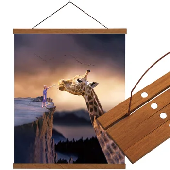 

Hanging Painting Giraffe And Boy Peace Love Scroll Painting Living Room Wall Decoration Artwork Classic Scrolls Poster