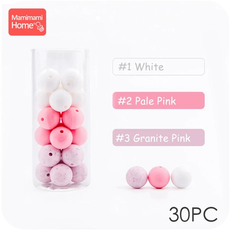 Pink Granite Mamihome 30 шт., силиконовые бусины, детский Прорезыватель для зубов, сделай сам, ожерелье для кормления, держатель на цепочке для соски, пищевой силикон, детские товары - Цвет: Pink Granite