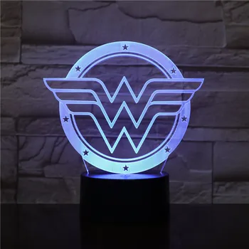 

3D Lamp Wonder Woman Logo Touch Sensor 7 Color with Remote 3D Illusion for Christmas Present for Indoor Led Night Light Lamp