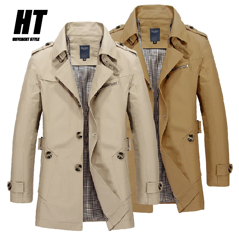 2020 negocios chaqueta de los hombres de longitud de chaqueta de primavera y otoño de algodón Casual abrigo estilo británico gabardina de moda prendas de vestir abrigos