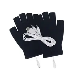 2 шт. уличные Зимние перчатки для катания на лыжах вязаные моющиеся перчатки с подогревом USB подключение Велоспорт с крышкой теплые