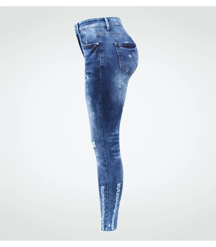 2202 Youaxon европейский размер окрашенные потертые джинсы для женщин пять карманов эластичные рваные узкие обтягивающие джинсовые штаны для женщин