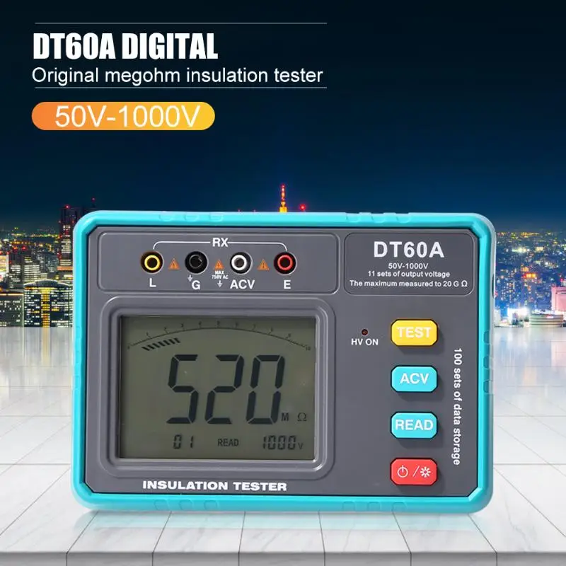 DT60A 50 V-1000 V вольтметр тестер сопротивления изоляции диагностические инструменты поддержка дропшиппинг