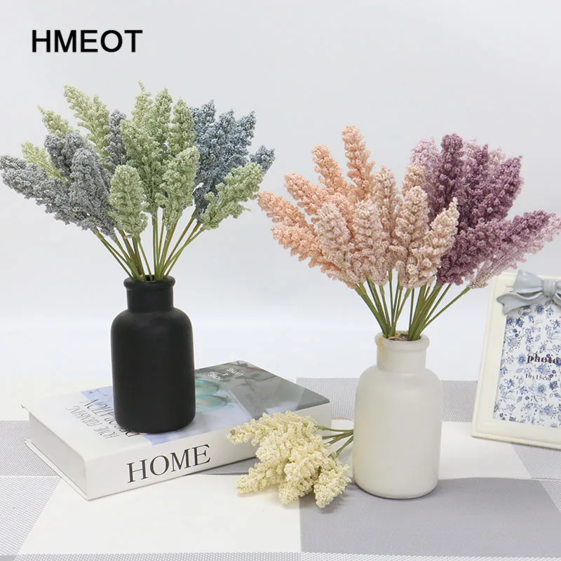 

6pcs/lot Artificial Flower mini plastic Wheat Spike Bouquet Wedding home Decoration DIY Scrapbooking Accessories Flower material