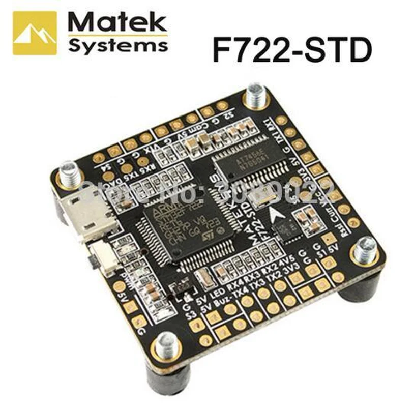 

Matek Systems F722-STD F7 Flight Controller Features STM32F722RE, ICM20602, BMP280,BFOSD, Blackbox Micro SD Card Slot ESC