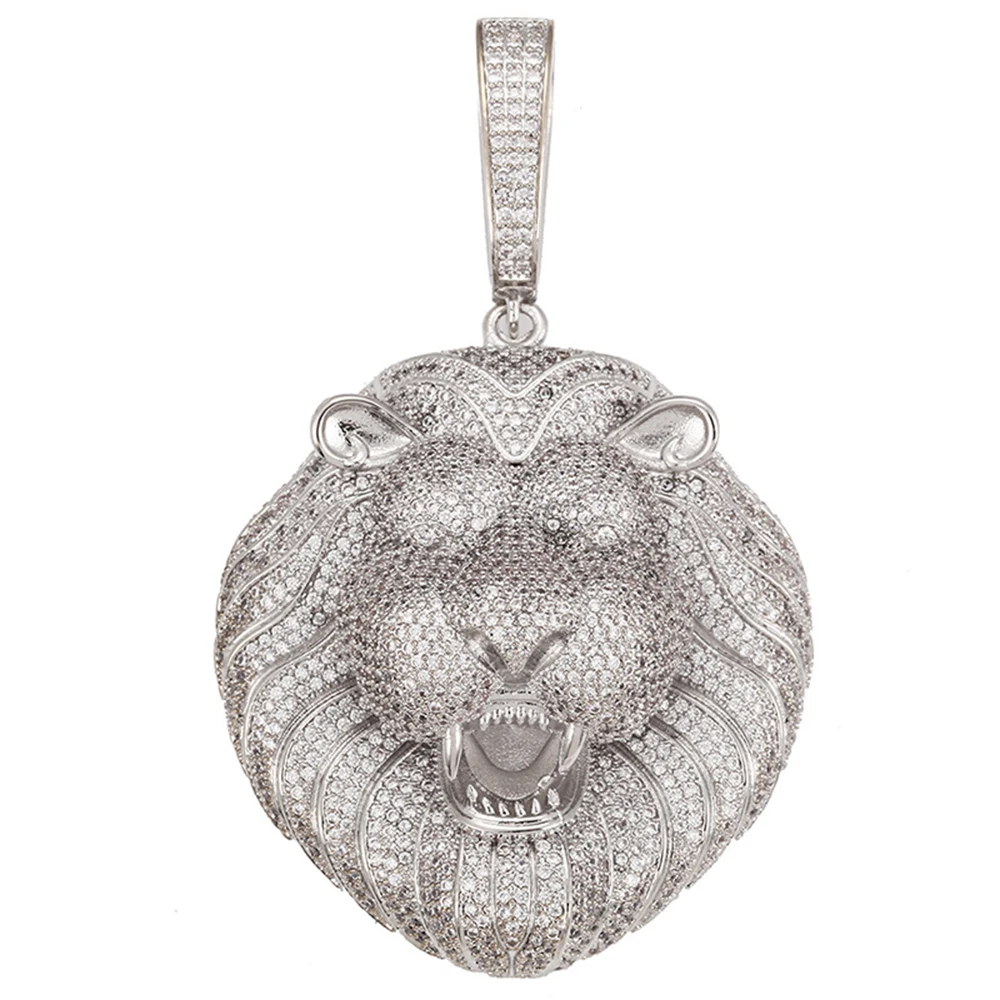 Super High Quality Lion Iced Out  Pendant Necklaces For Men Women Full Zircon Stone With Bling Cuban Chain Hip Hip Jewelry 5