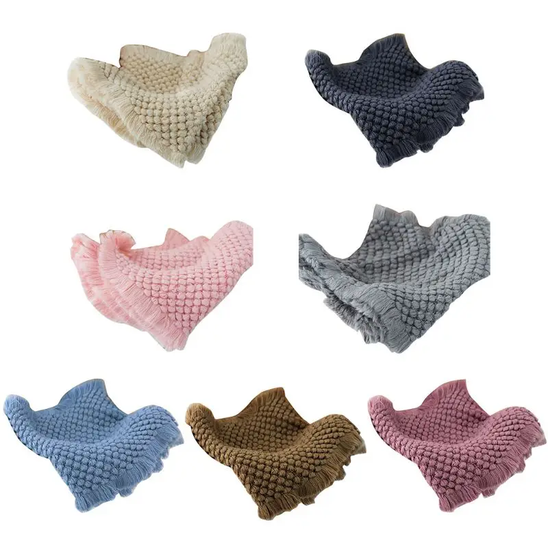 Cotton Wool Crochet Baby Blanket Newborn Photography Props Shooting Basket Filler Chunky Knit Pad
