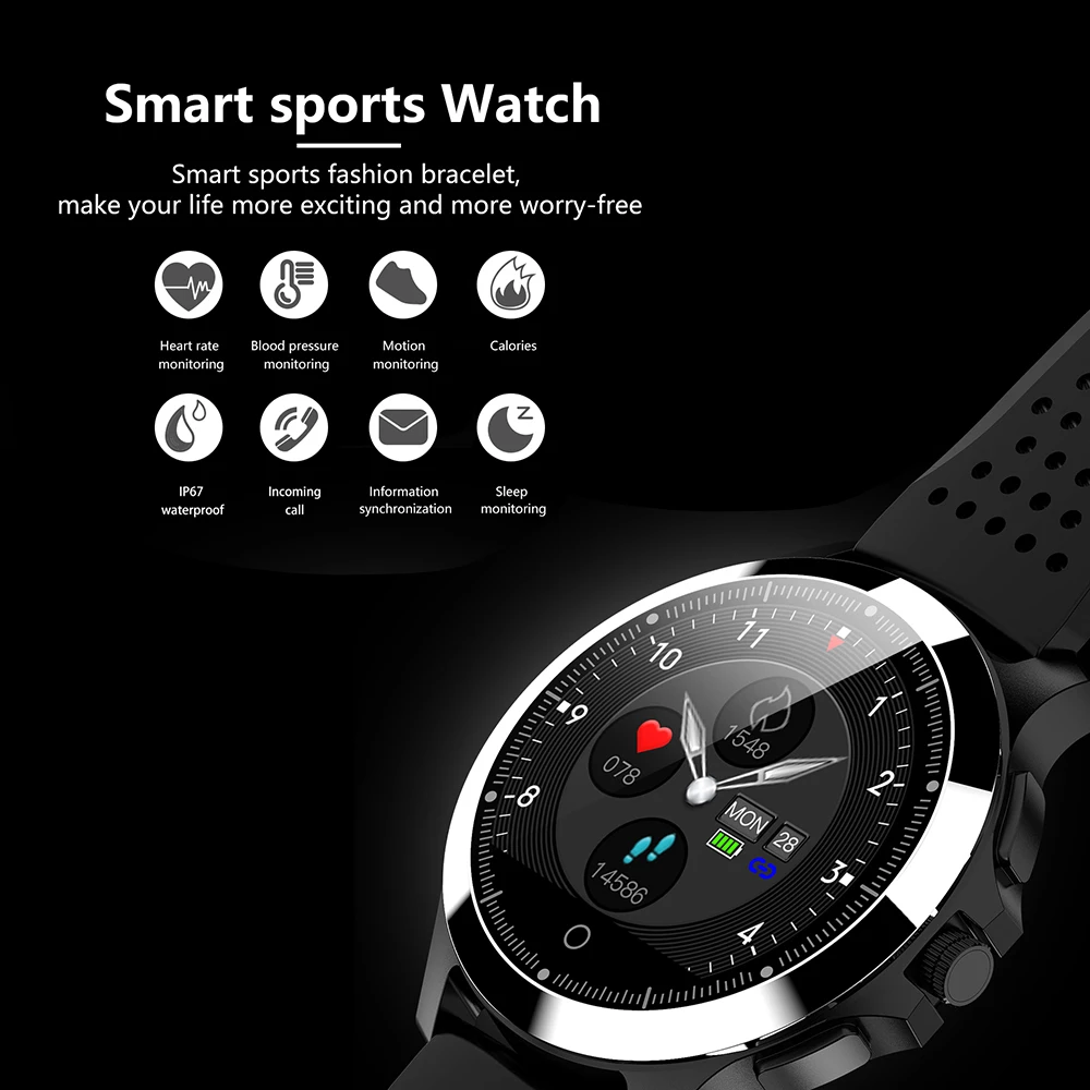 W8 ECG PPG Смарт-часы браслет сердечного ритма монитор сна кровяное давление фитнес-трекер водонепроницаемый цветной экран мульти спортивный ремешок