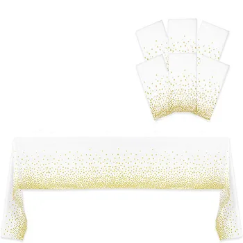 

137*274cm Rose Gold Dot Tablecloth Table Cover Disposable Tableware Birthday Celebration Baby Shower Wedding Party Catering