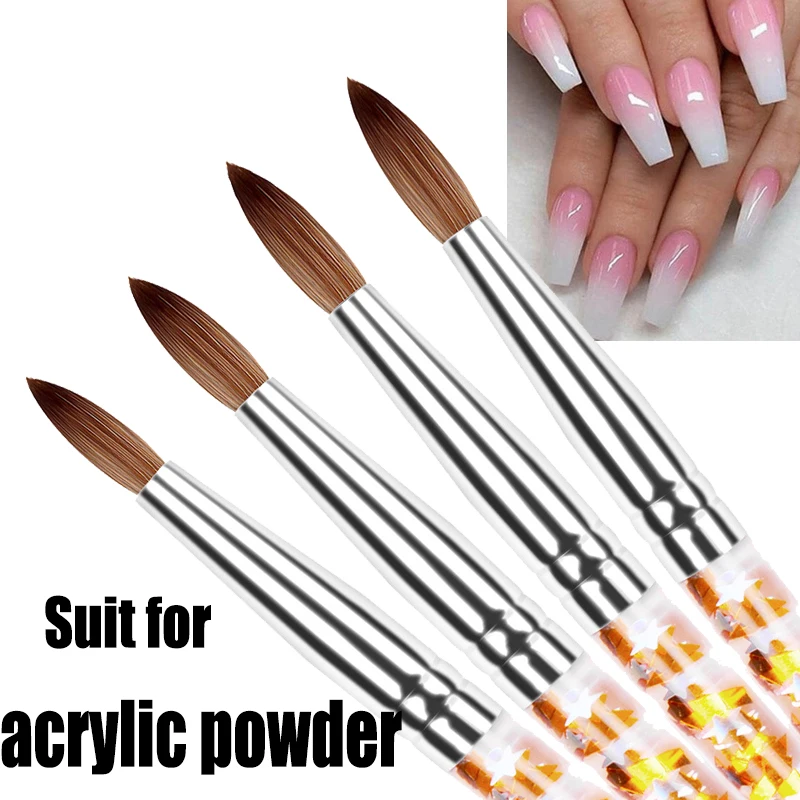 

1PC Crystal Nail Brush Uv Gel Carving Pen Brush Liquid Powder DIY Liquid Painting Glitter Handle Nail Drawing Nail Art Pen Brush