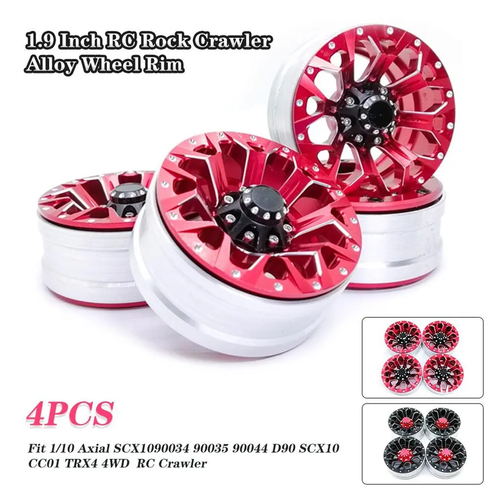 

4PCS 1.9Inch RC Rock Crawler Alloy Wheel Rim Beadlock for 1:10 Axial SCX10 90034 90035 90044 D90 4WD Traxxas TRX-4 RC Car Part
