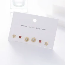 Нежные маленькие серьги золотистого цвета с кристаллами от солнца и звезды, женские серьги, набор украшений