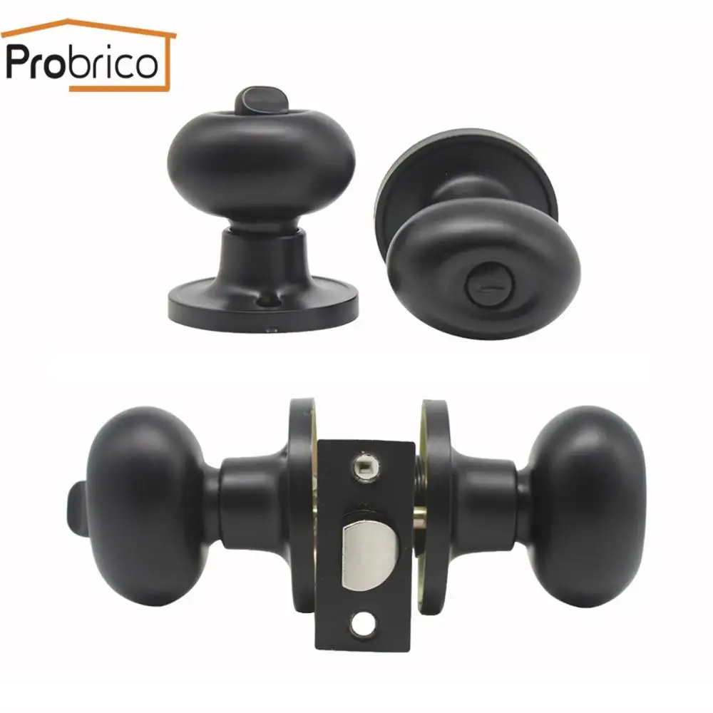 

Probrico Black Handles for Interior doors Egg Shape Round Rotation knobs lock&Hardware Keyless Privacy Locks for Kitchen Aisle