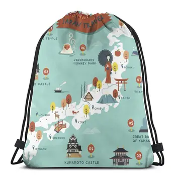 

Fashion Japan Map Historical Sites On Lovely Map Bag Outdoor Fitness Drawstring Beam Mouth Backpack Sports Bag Travel Backpack