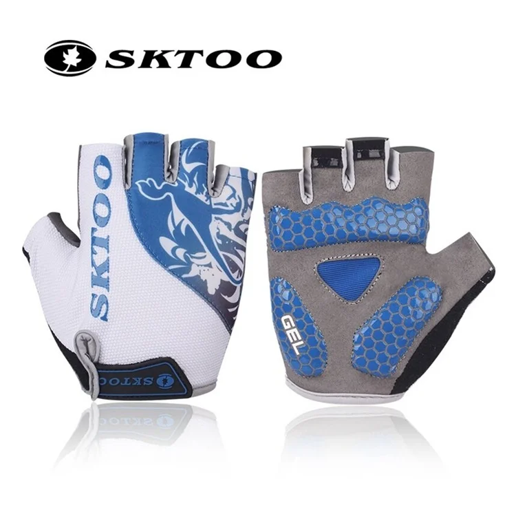Blue 02 SKTOO перчатки для велоспорта мужские женские летние MTB дорожный велосипед Светоотражающие перчатки противоскользящие противоударные велосипедные короткие рукавицы - Цвет: Blue 02