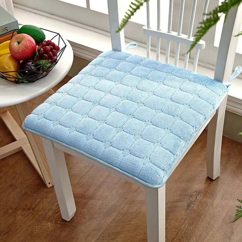 Light Blue Студентка 25*35 см матовый стул подушка для зимы съемный Сгущает сиденье Coussin 15 цветов дома Обеденный офис Коврик Противоскользящий коврик - Цвет: Light Blue