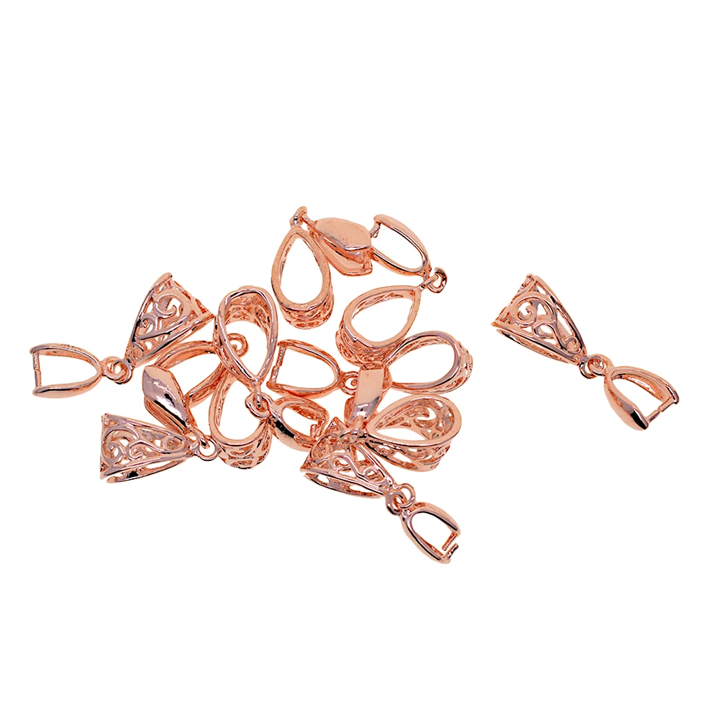 10 pcs Filigree Flower Brass Clip Pinch Bails .26x9x7mm for Crystals Pendants Jewelry Findings with Filigree Flower Connector