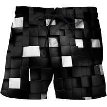 Summer Casual Beach Short Pant Men's Clothing 3D Printed Plaid Short Hip Hop Custom Shorts Men Swimming Trunks Surf Shorts Male
