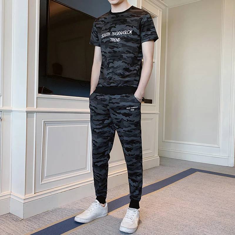 Camouflage Tracksuit Men Military Suits 2 Piece Sweatsuit For Men Camo