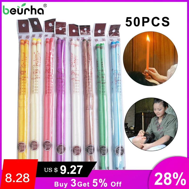 

50PCS Natural Ear Candle Coning Beewax Quicker Ear Candling Removal Cleaner Therapy Straight Style For Ear Care Wholesale