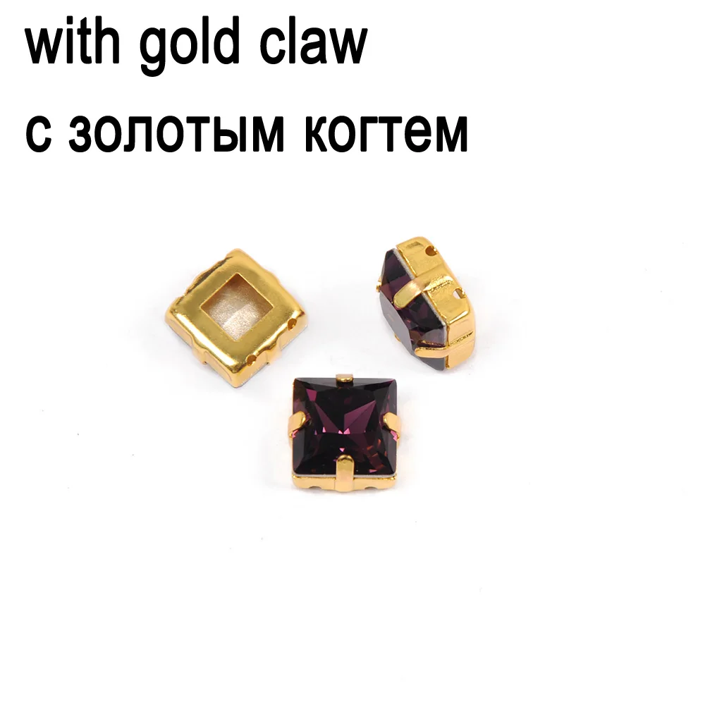 Alle Farben Kristall-Prinzessin Quadratische Glassteine zum Aufnähen, Strasssteine für Handarbeiten mit Krallen, DIY Kleidungszubehör, Diamanten – Detail 28