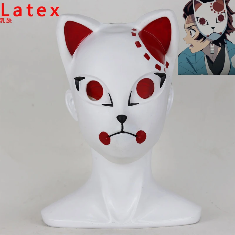 Детская маска с изображением лисы и демона Kamado Tanjirou, реквизит для костюмированной вечеринки, латексные рождественские маски Sabito Kimetsu No Yaiba Tengu - Цвет: style 1