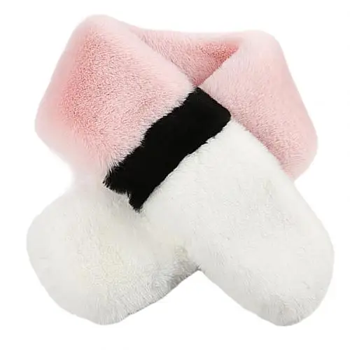 White Pink Зимний женский модный цветной лоскутный теплый шарф из искусственного меха, теплая накидка, рождественские подарки - Цвет: White Pink