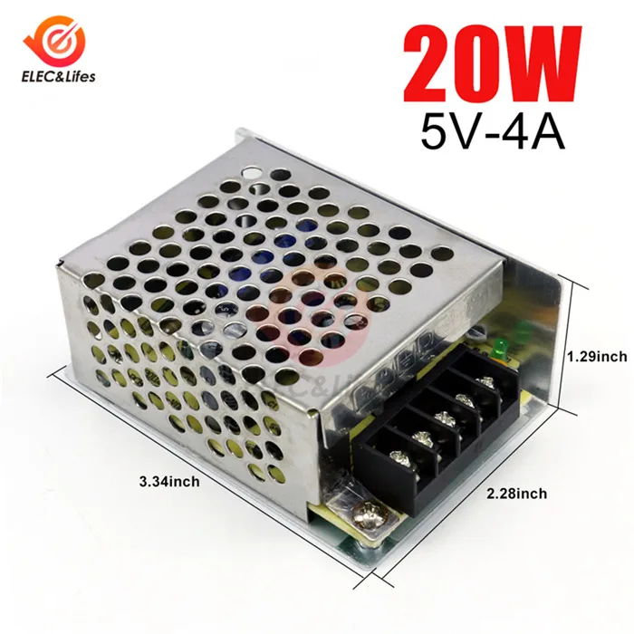 AC 110 V/220 V к DC 5V 20W 25W 50W импульсный трансформатор питания для светодиодной ленты умный дом - Цвет: 4A 20W