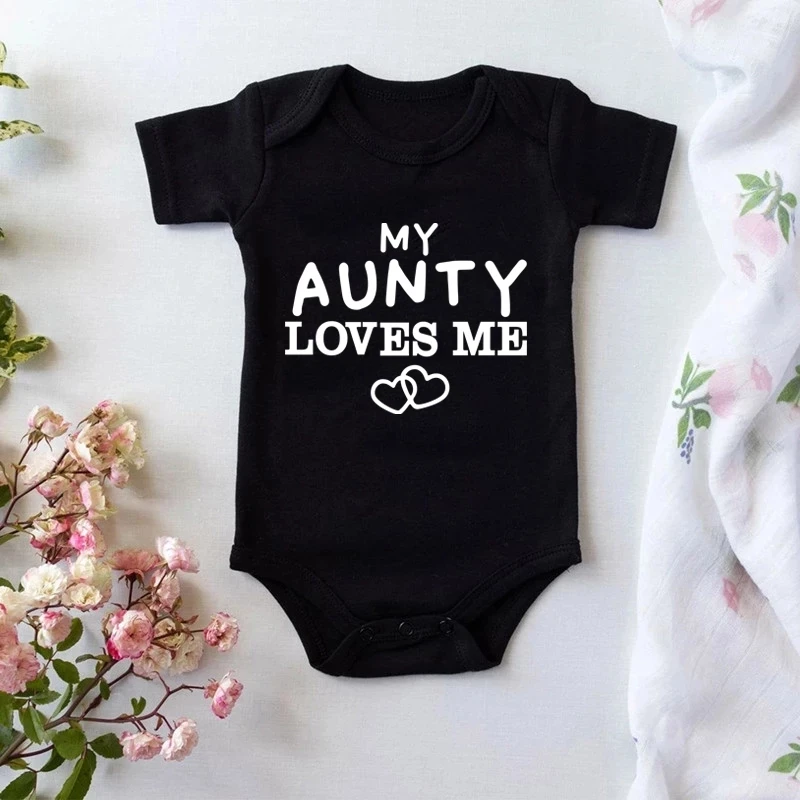 My Aunty Loves Me Newborn Baby Bodysuit Cute Baby Romper Short Sleeve