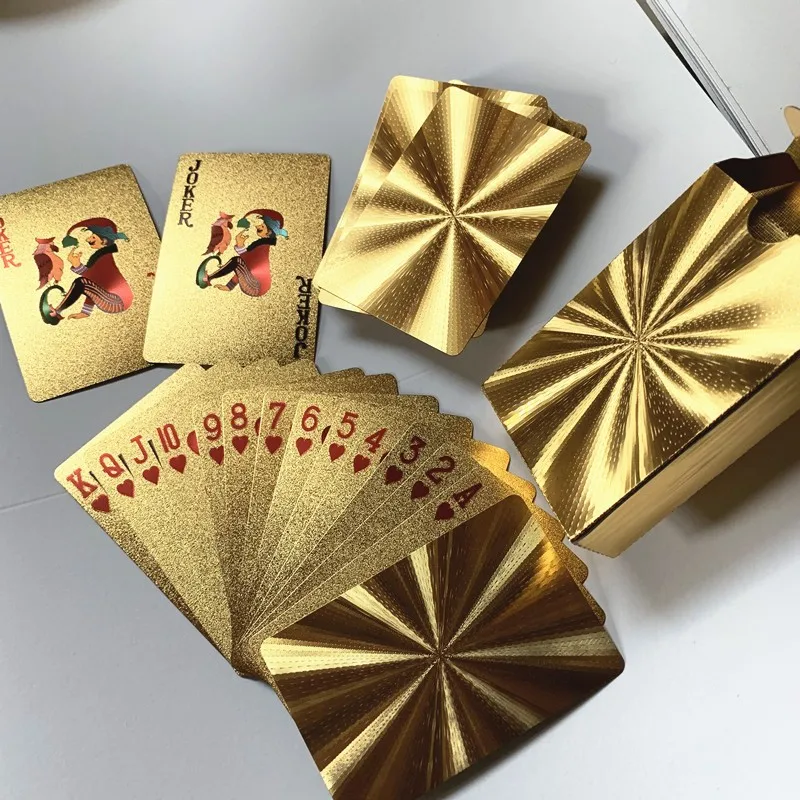 Горячая распродажа Пластиковые ПВХ покер водонепроницаемые золотые игральные карты креативный подарок игральные карты