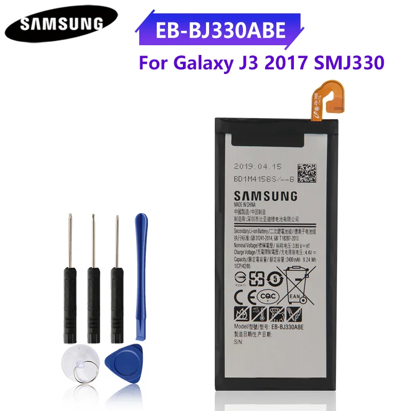 100% Оригинальная Аккумуляторная батарея для Samsung GALAXY J3 EB-BJ330ABE J3300 2017 версия 2400 мАч
