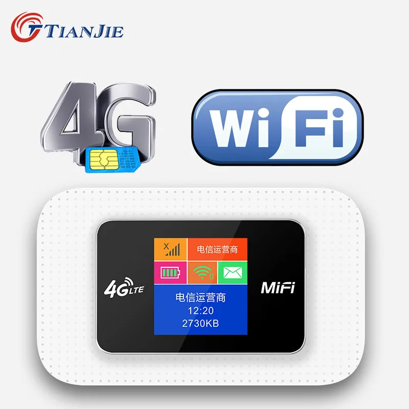 Wi-Fi роутер TIANJIE MIFI 3G 4G LTE Карманный высокоскоростной GSM WCDMA портативный