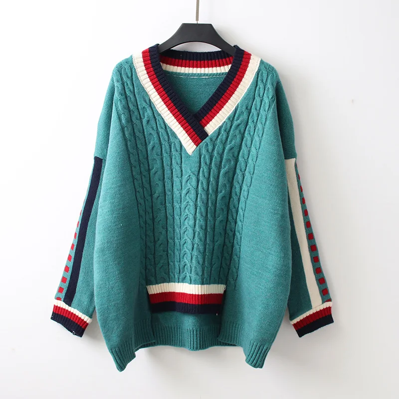 H. SA, корейский стиль, женский зимний модный пуловер и свитера, v-образный вырез, скрученный, неправильный, Pull Femme sueter mujer invierno