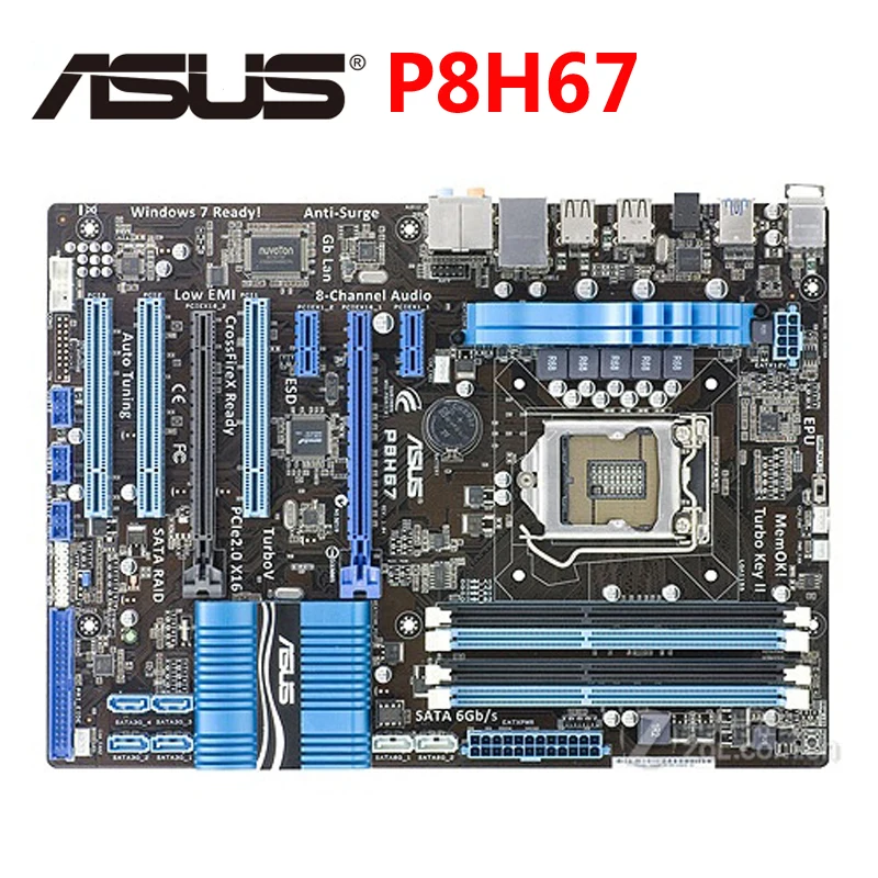 Оригинальный ASUS P8H67 1333 МГц DDR3 P8 H67 материнская плата по стандарту ATX USB3.0 32 Гб PCI E X16