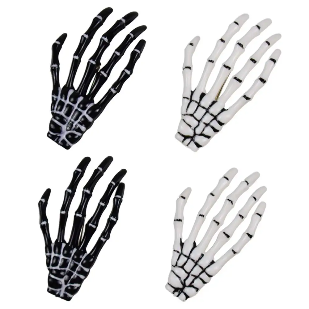 

New 4 Pcs Halloween Skeleton Hands Bone Women Hair Clips For Girls Hairpin Crab Hair Clip Hair Accessories Hair Bands