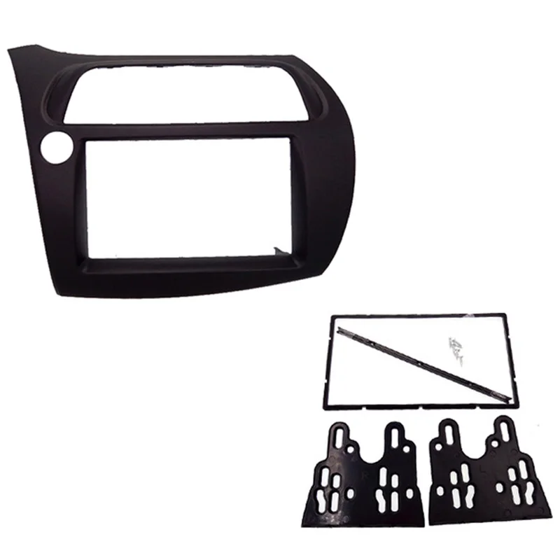 For Honda Civic Double Din Fascia Radio Dvd Stereo Cd Panel Dash Mounting Installation Trim Kit Face Frame Bezel with Wire Harne