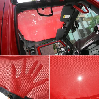 

Front Sunshade Mesh Top Cover Red UV Protection Sun Visor For Jeep Wrangler JK Soft Roof Top 2007-2017