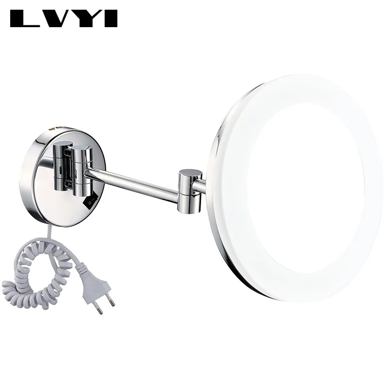 

LVYI1806D Creative LED Hairdressing Mirror Folding Makeup Mirror 3/5 Times Magnifying Glass Manufacturers Direct Selling